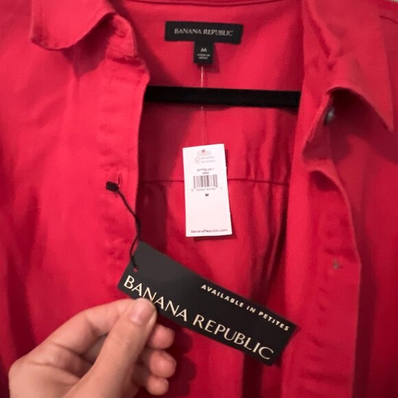 Red Banana Republic Classic Shirt Dress w/ Pockets NWT M - Picture 1 of 4